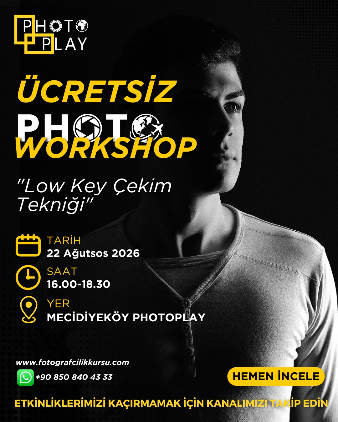 Ücretsiz Photo Workshop - Stüdyoda Lowkey Çekim Tekniği Atölyesi